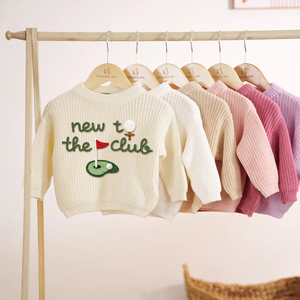 Hand-Embroidered New to the Club Golf Sweater