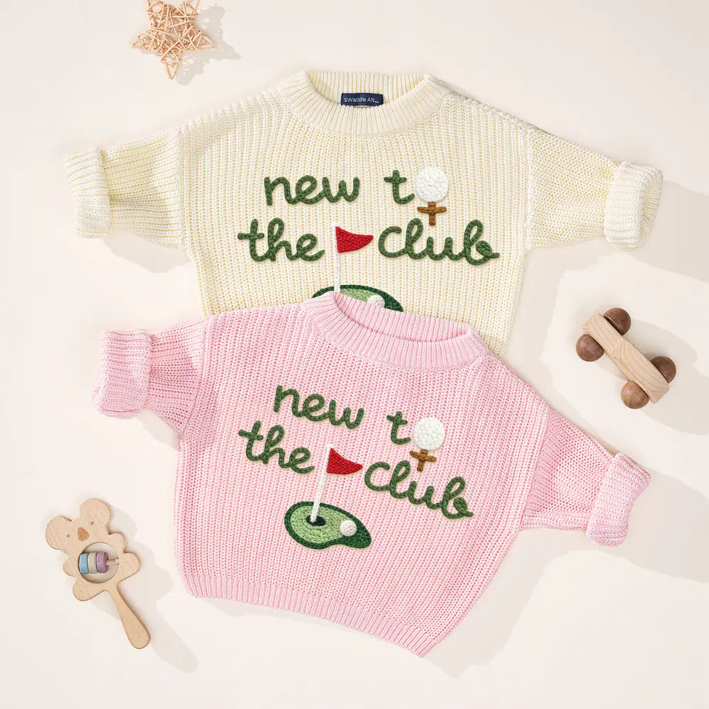 Hand-Embroidered New to the Club Golf Sweater