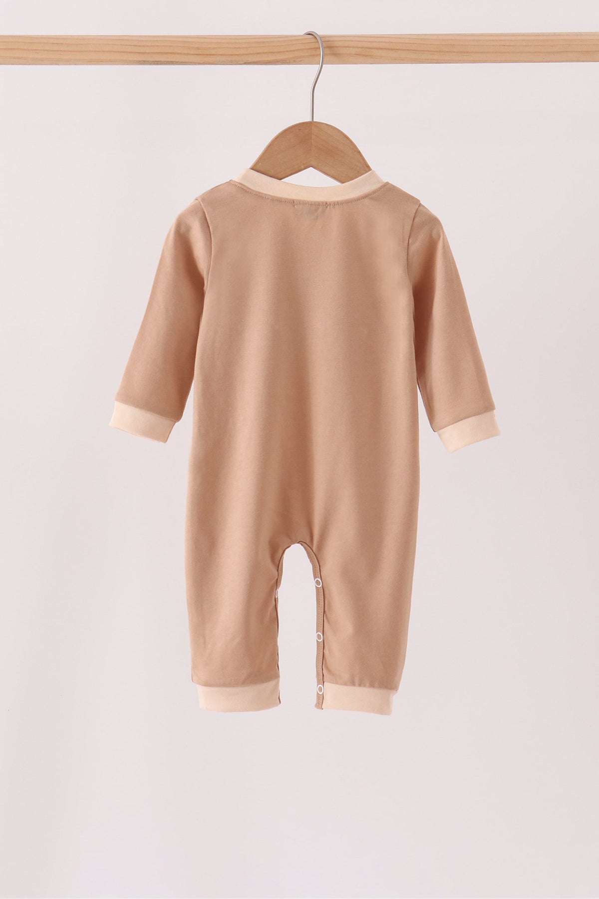 Brown deer embroidery romper