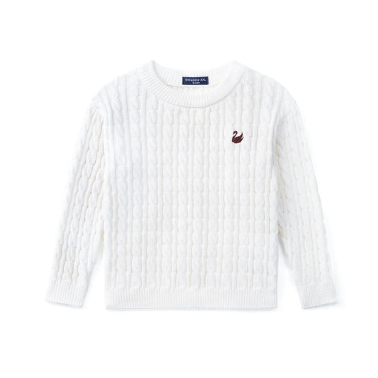 Classic Cable Knit Baby Sweater in White