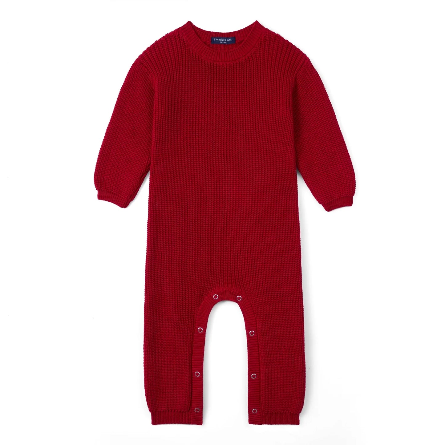 Baby Knit Romper Snap Closure in Red Xmas