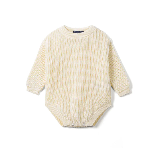 Classic Chunky Knit Baby Romper in Cream